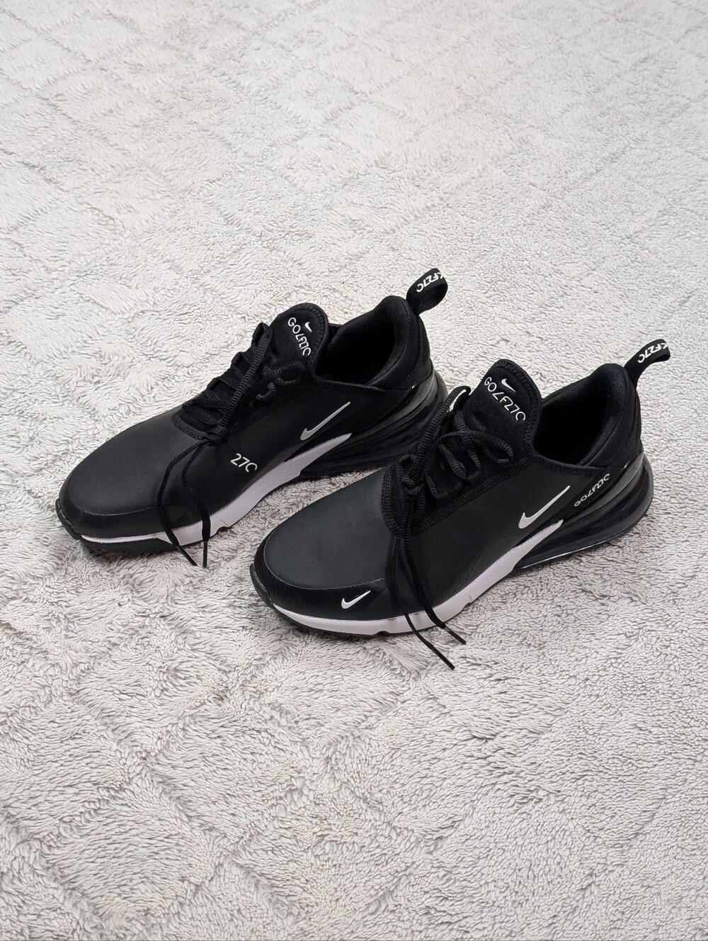 Nike Air Max 270 Black White Golf Sneakers Mens Size 8.5 CK6483-001 NEW - Picture 3 of 7